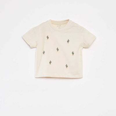 T-shirt en jersey rayé manches courtes BLANC