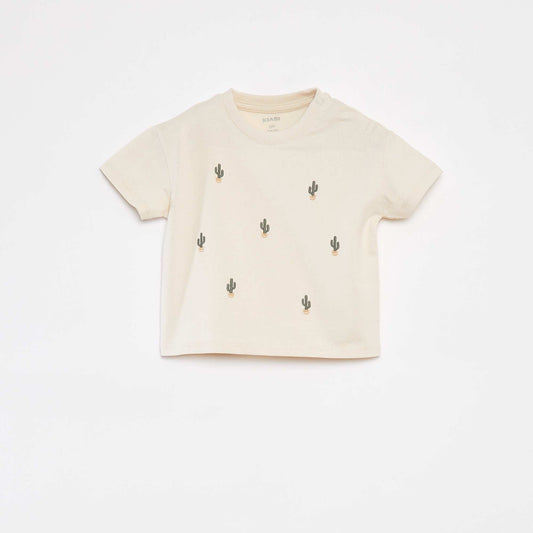 T-shirt en jersey rayé manches courtes BLANC