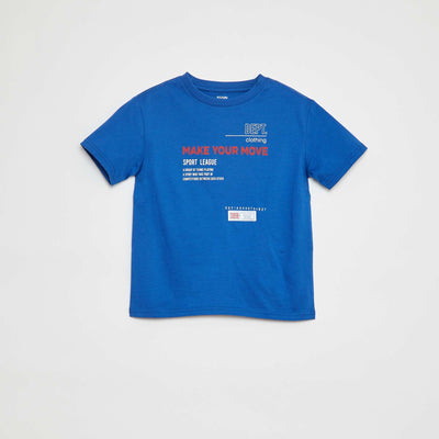 T-shirt à col rond imprimé BLEU