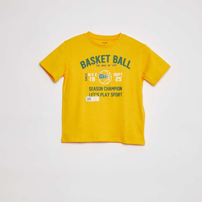 T-shirt à col rond imprimé JAUNE