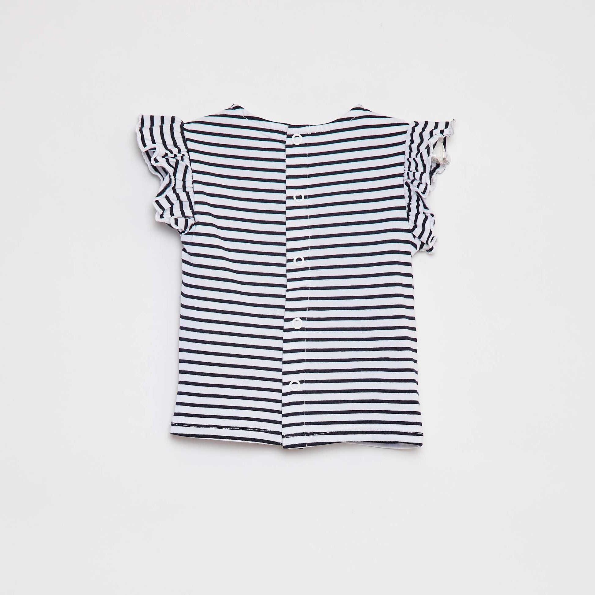 T-shirt à manches courtes volantées BLANC