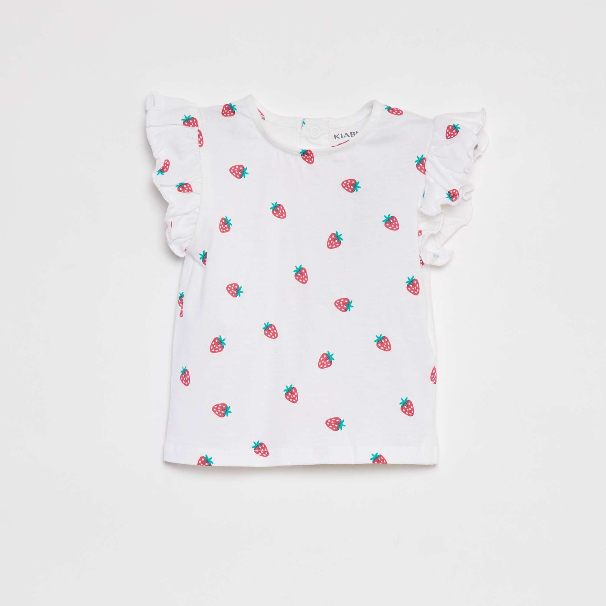 T-shirt à manches courtes volantées BLANC