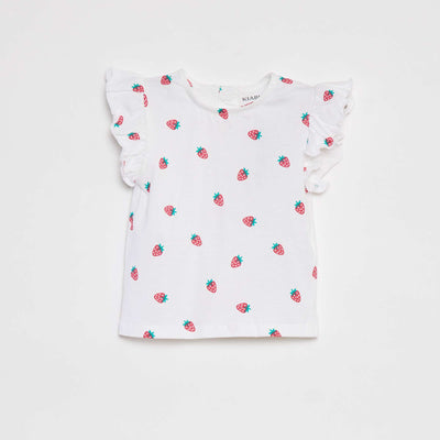 T-shirt à manches courtes volantées BLANC