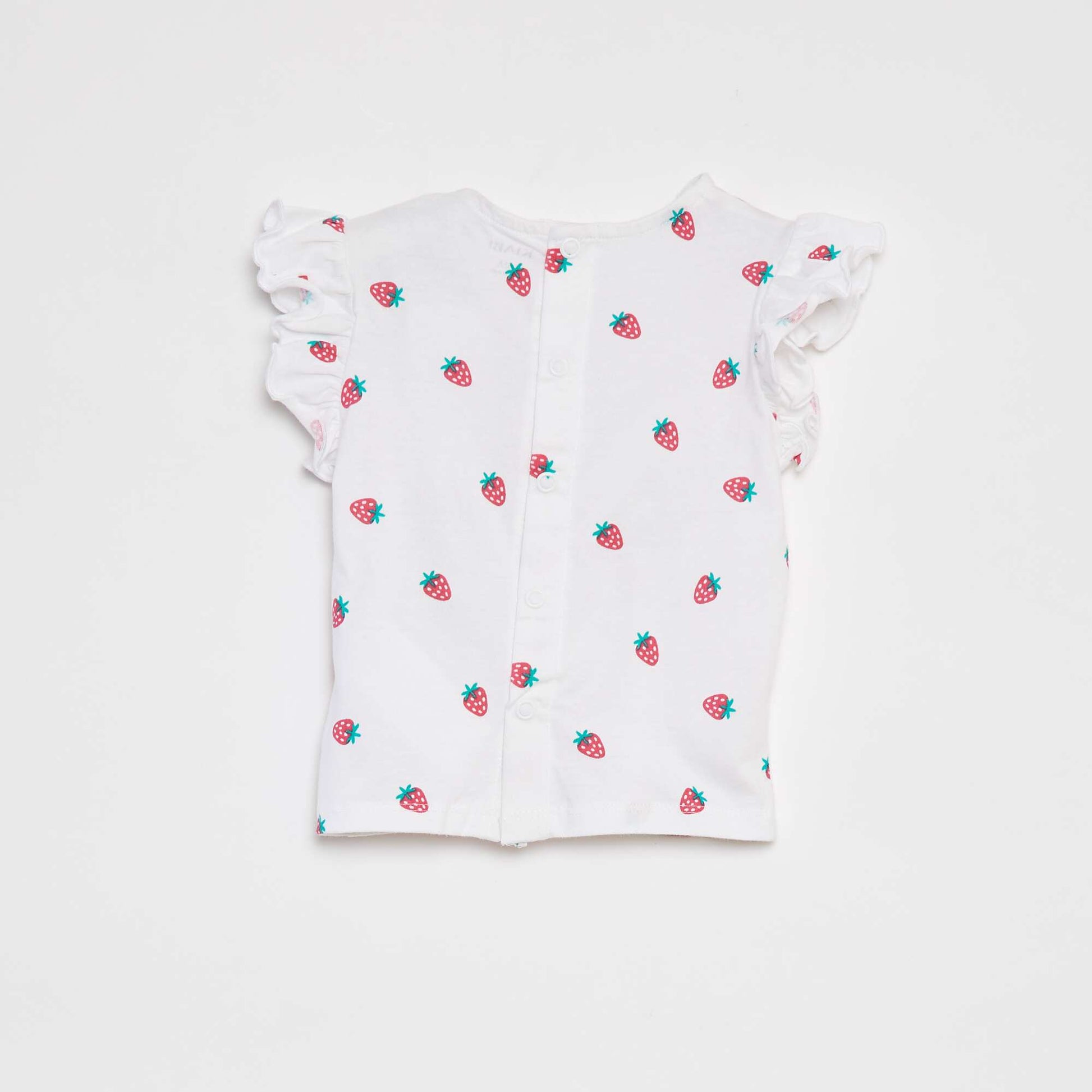 T-shirt à manches courtes volantées BLANC