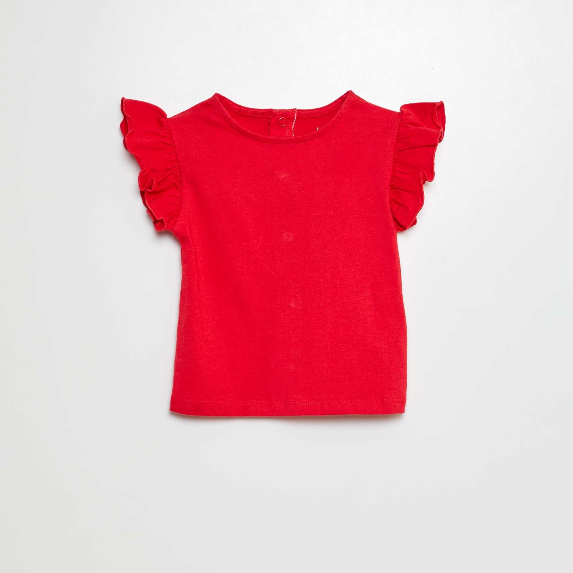 T-shirt à manches courtes volantées ROUGE