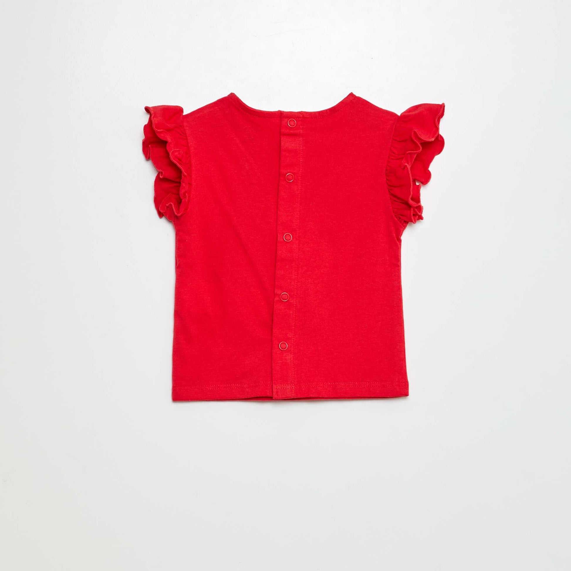 T-shirt à manches courtes volantées ROUGE