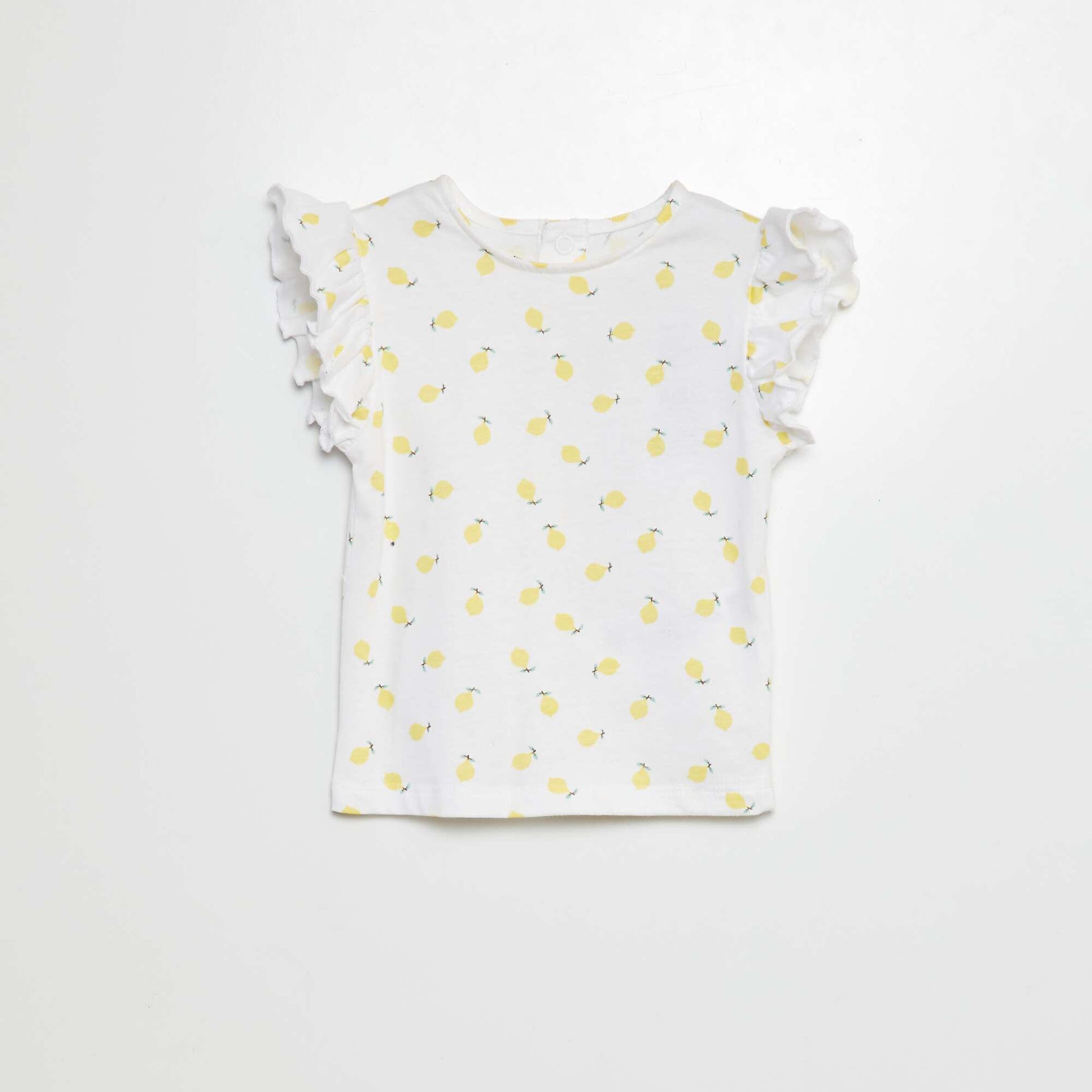 T-shirt à manches courtes volantées BLANC