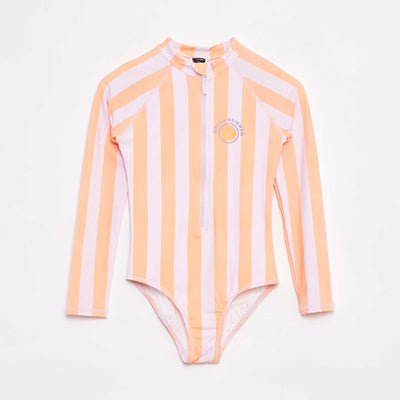 Maillot de bain forme body à manches longues ORANGE