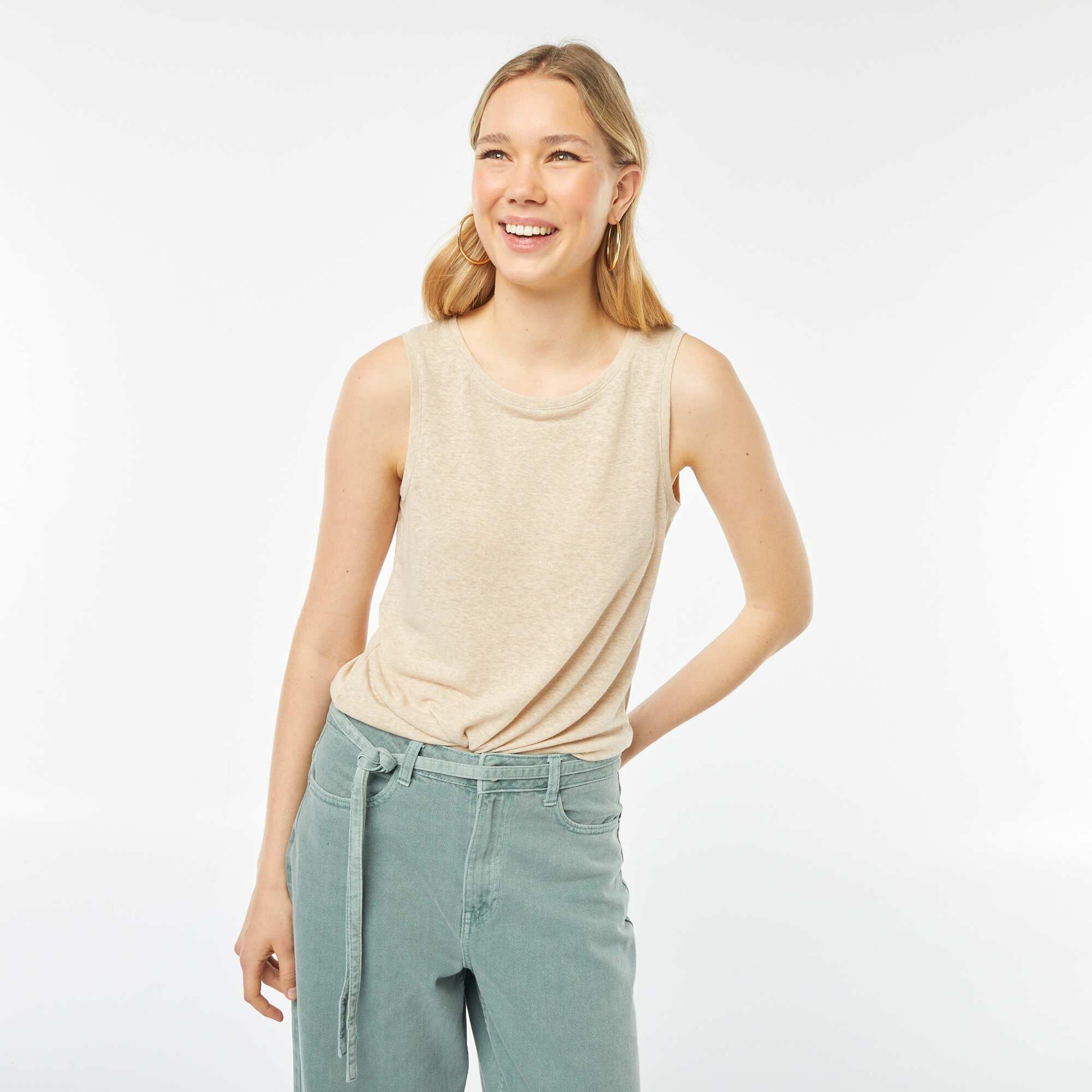 Débardeur avec larges bretelles BEIGE
