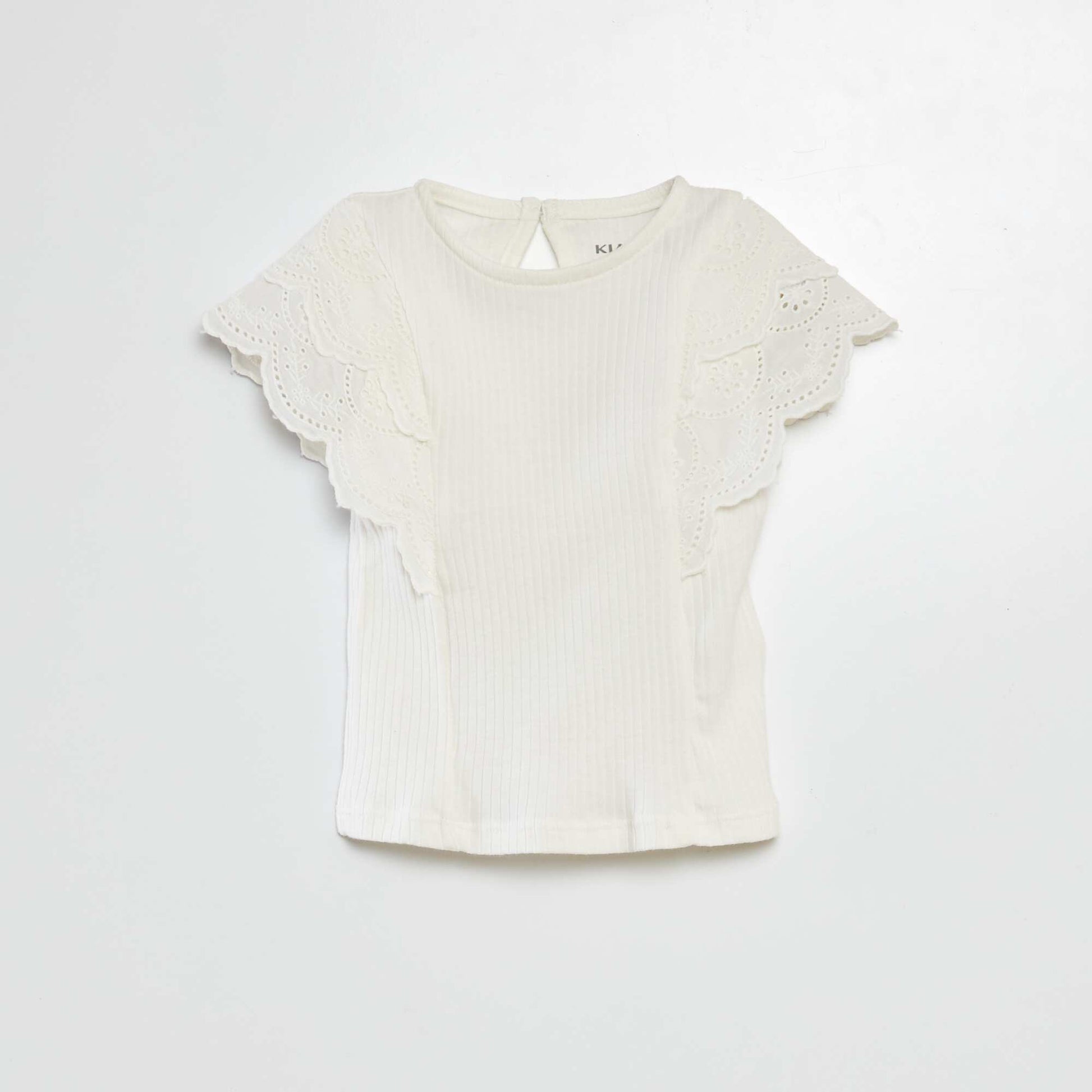 T-shirt avec manches brodées BLANC