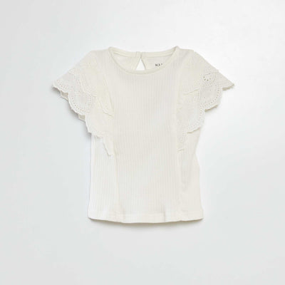 T-shirt avec manches brodées BLANC