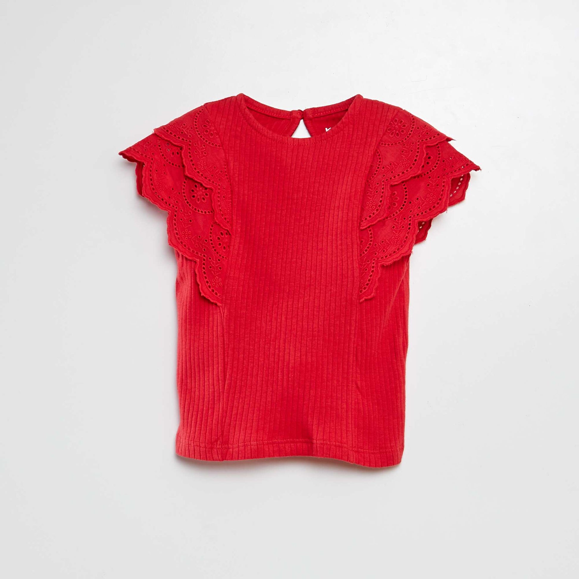 T-shirt avec manches brodées ROUGE