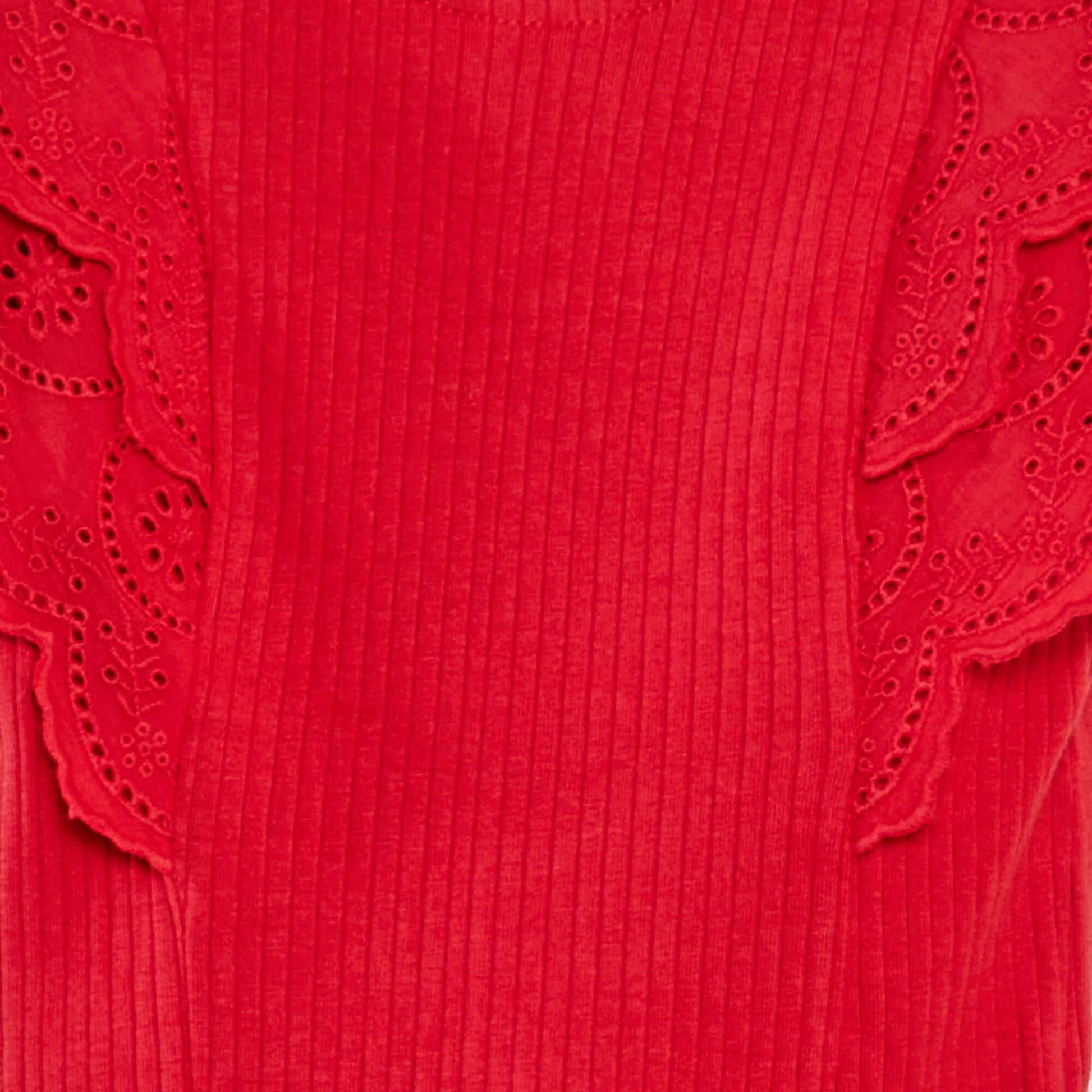 T-shirt avec manches brodées ROUGE