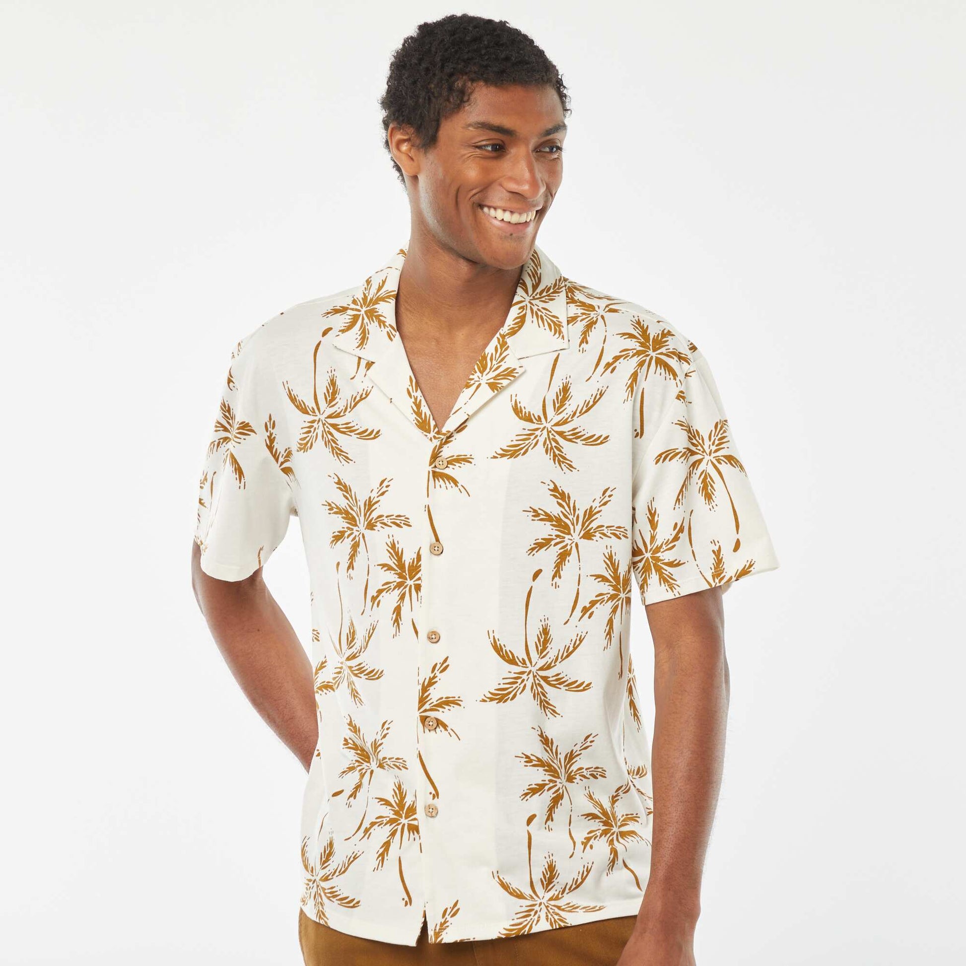 Chemise manches courtes à motif BLANC