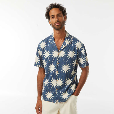 Chemise manches courtes à motif BLEU