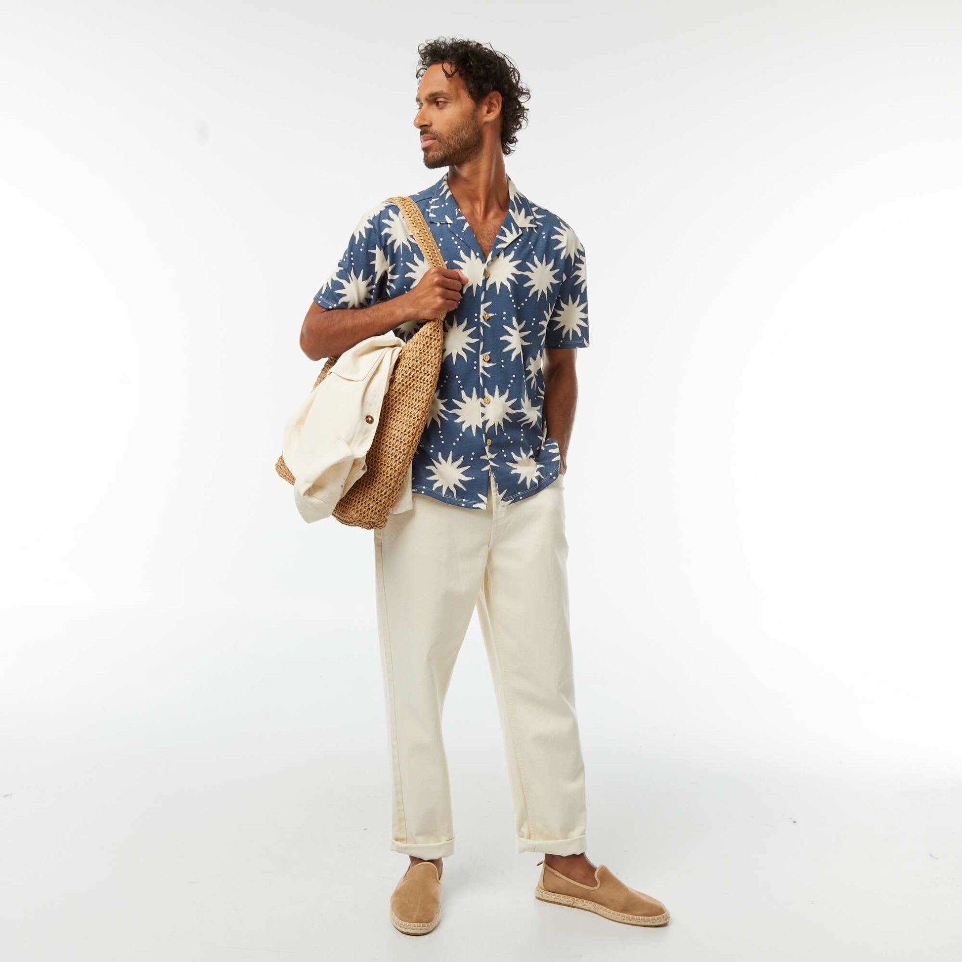 Chemise manches courtes à motif BLEU