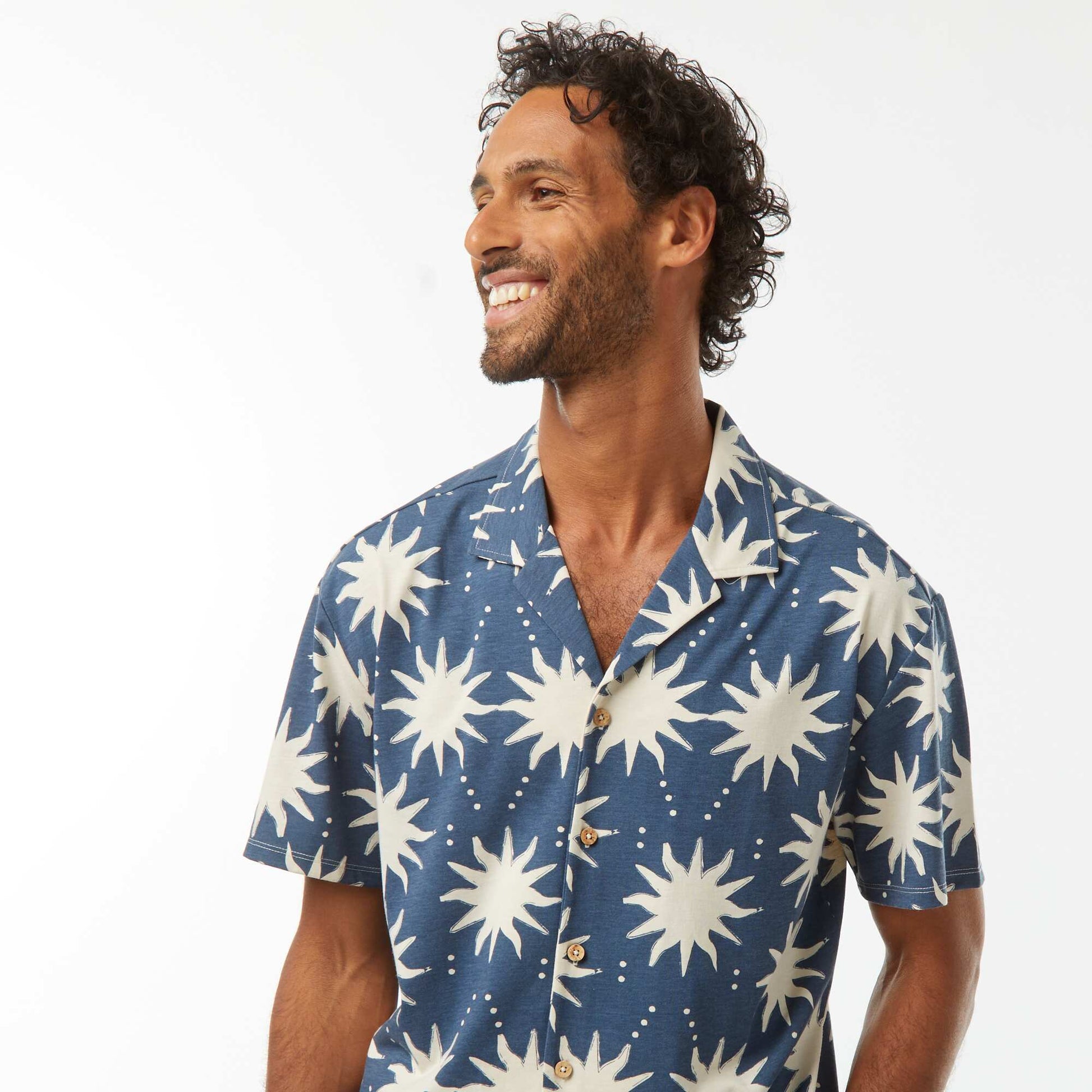 Chemise manches courtes à motif BLEU