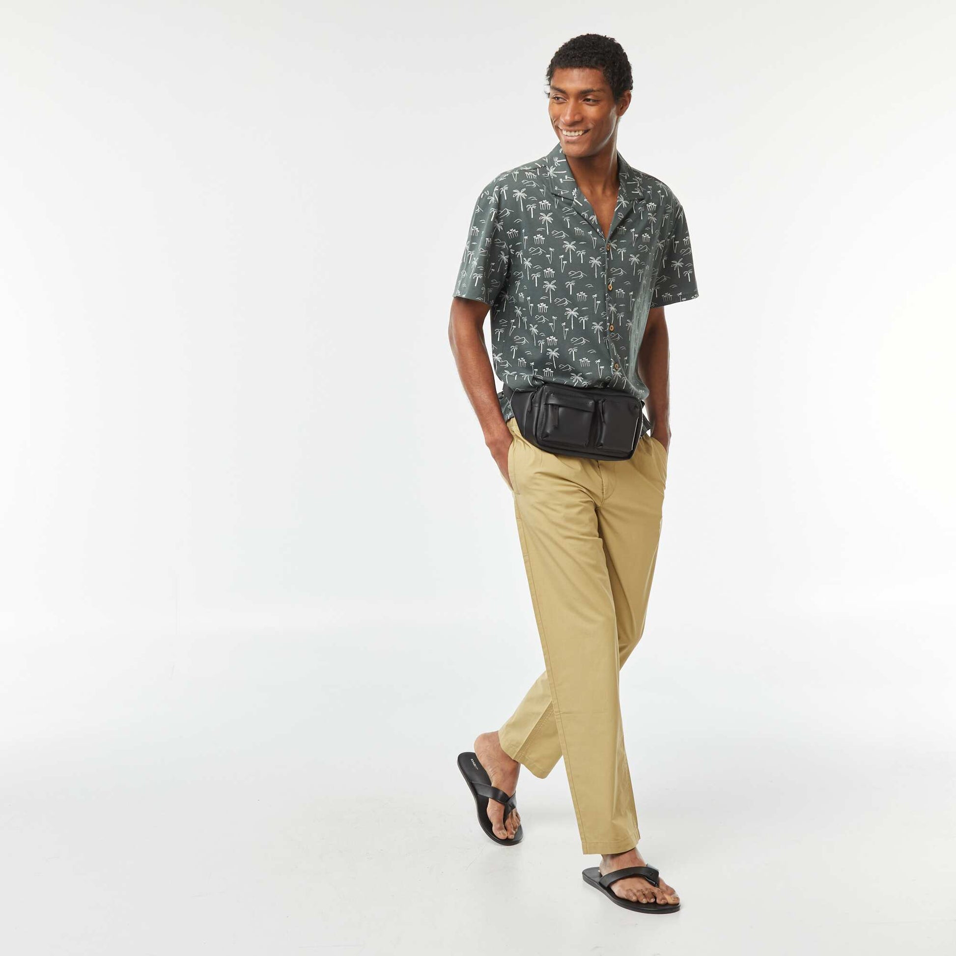 Chemise manches courtes à motif VERT