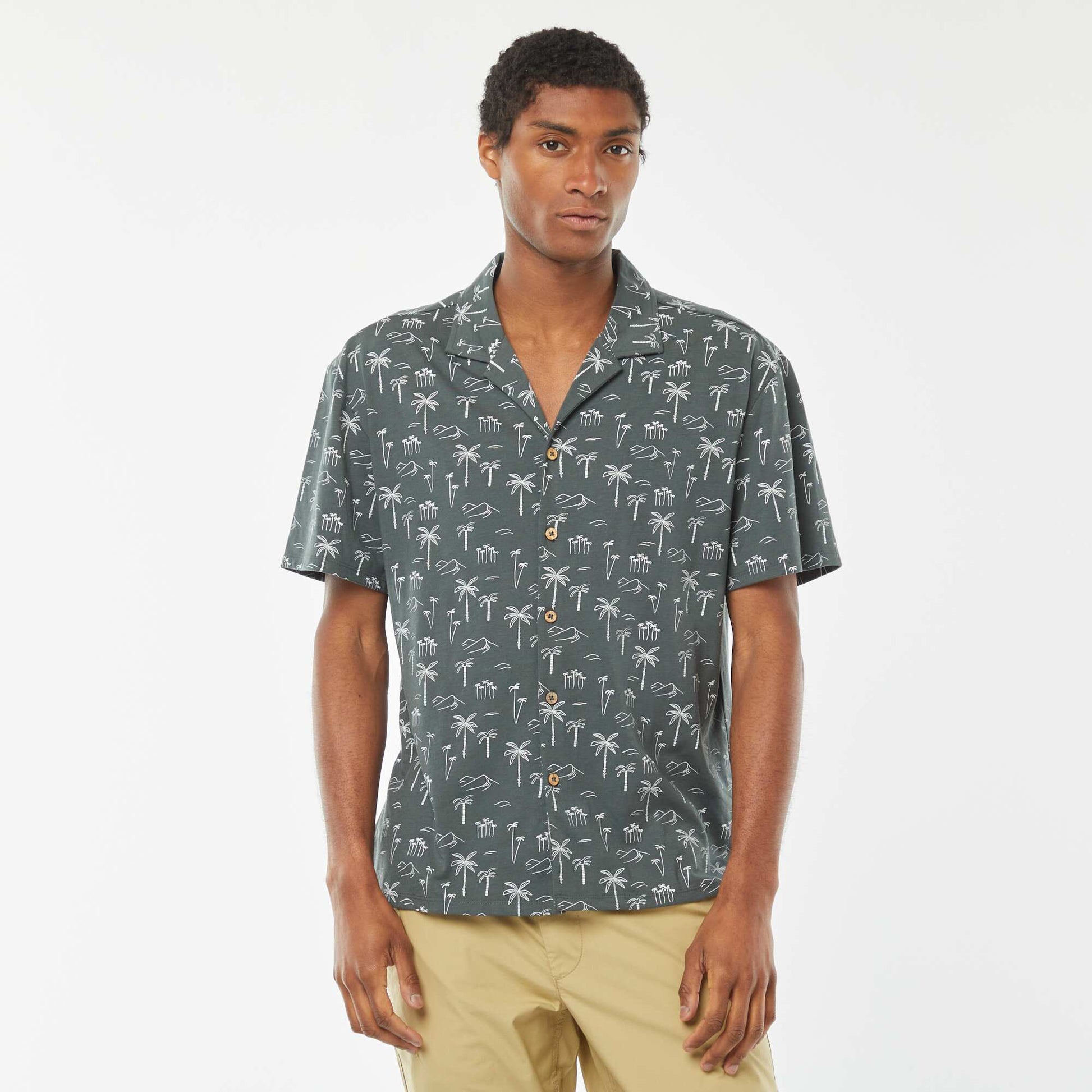 Chemise manches courtes à motif VERT