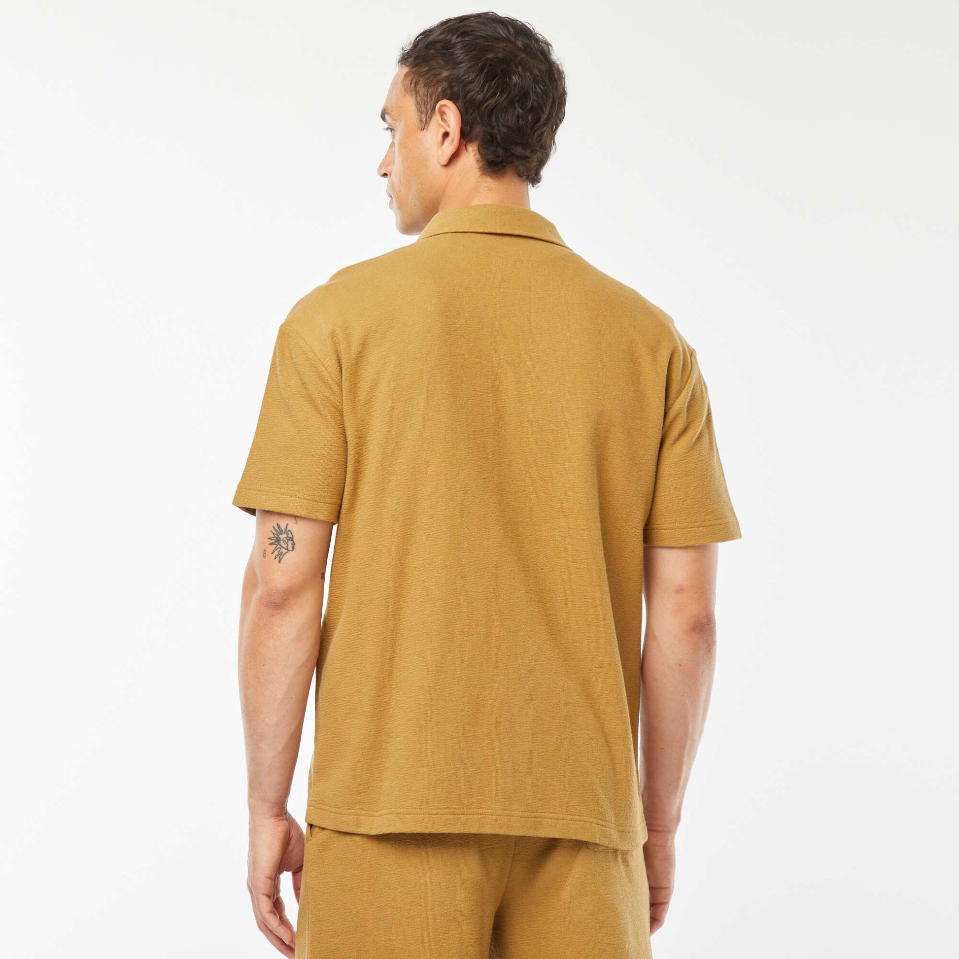 Chemise à manches courtes et col polo MARRON