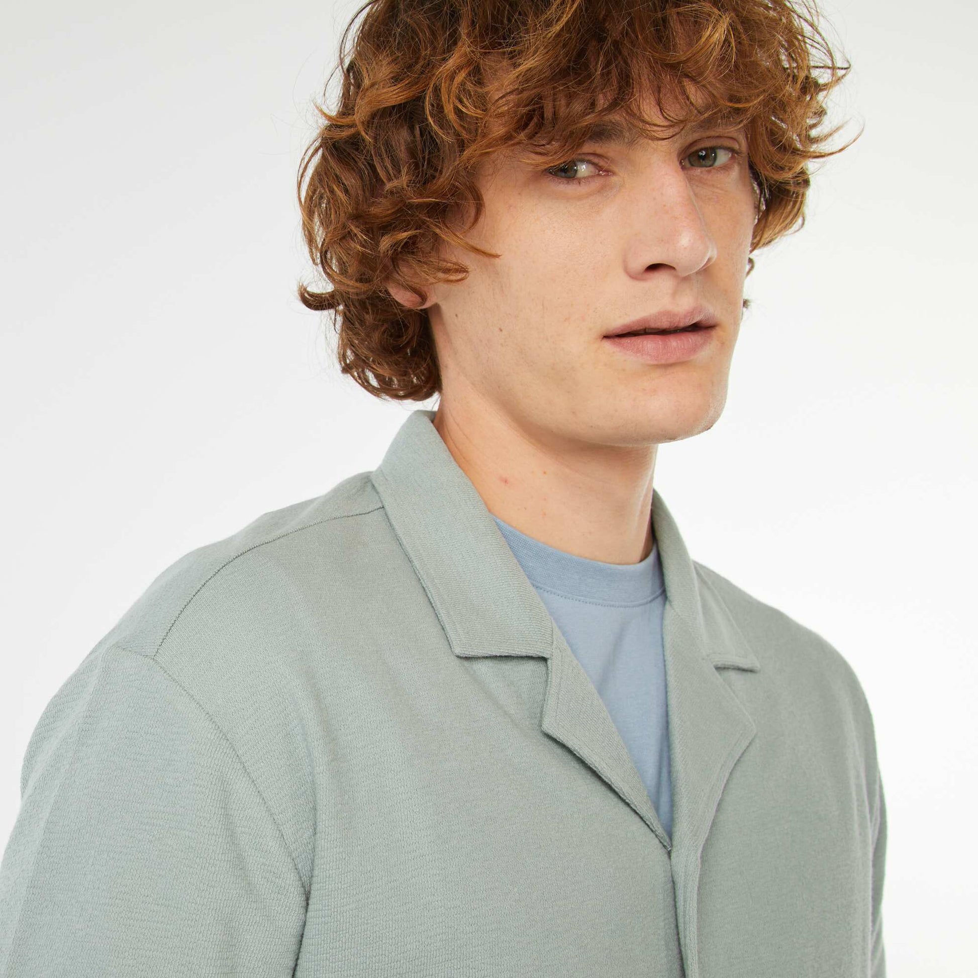 Chemise à manches courtes et col polo BLEU