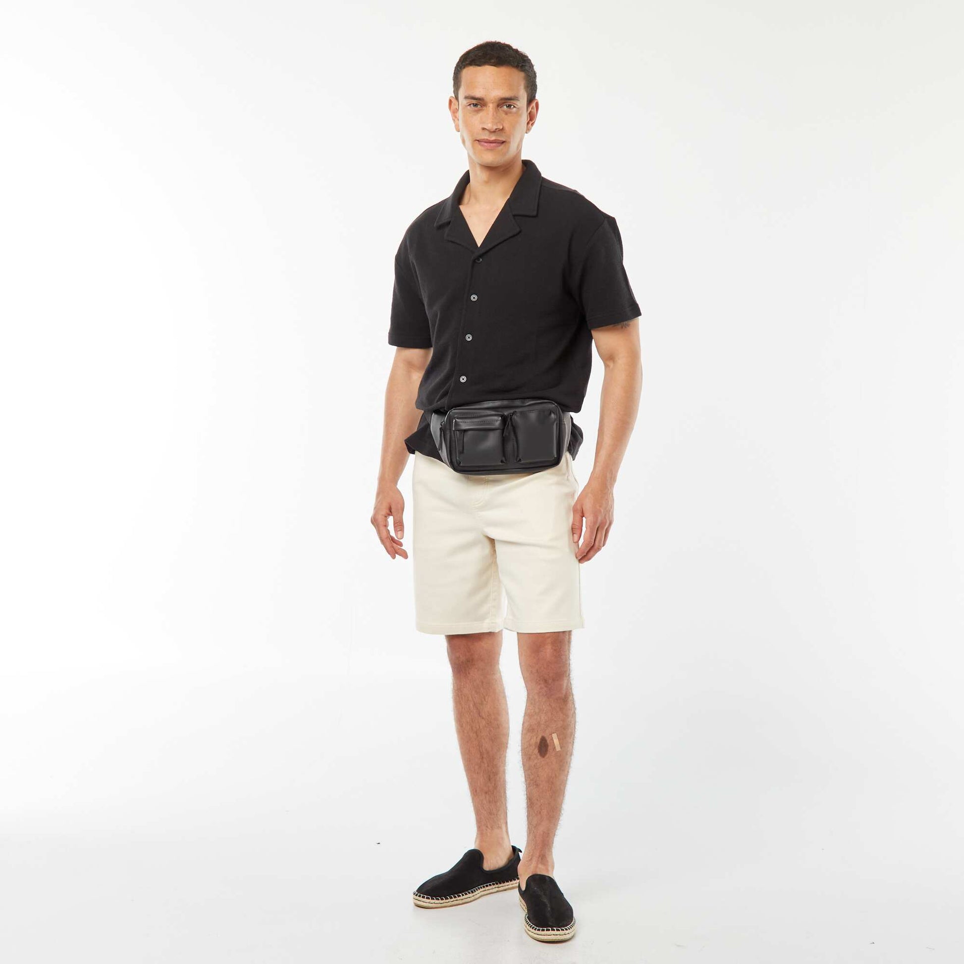 Chemise à manches courtes et col polo NOIR