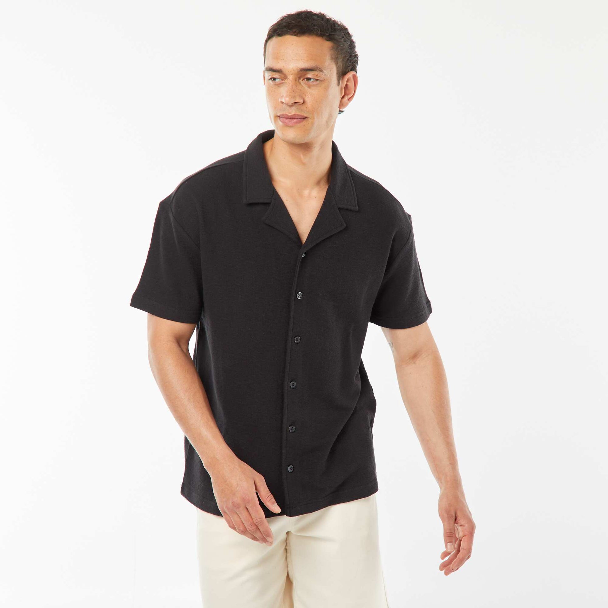 Chemise à manches courtes et col polo NOIR