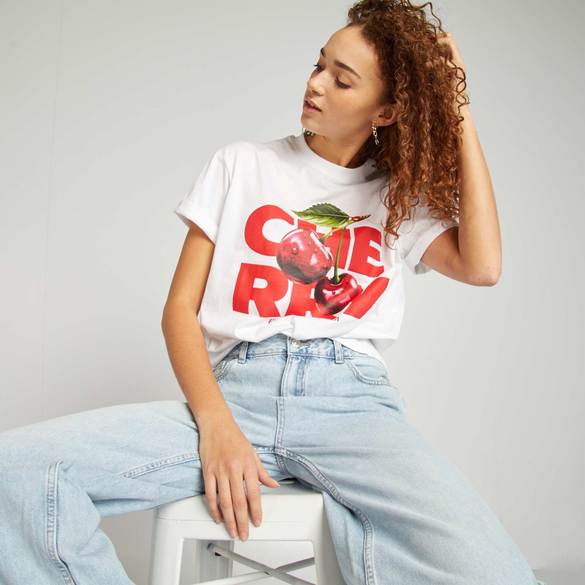 T-shirt oversize imprimé BLANC