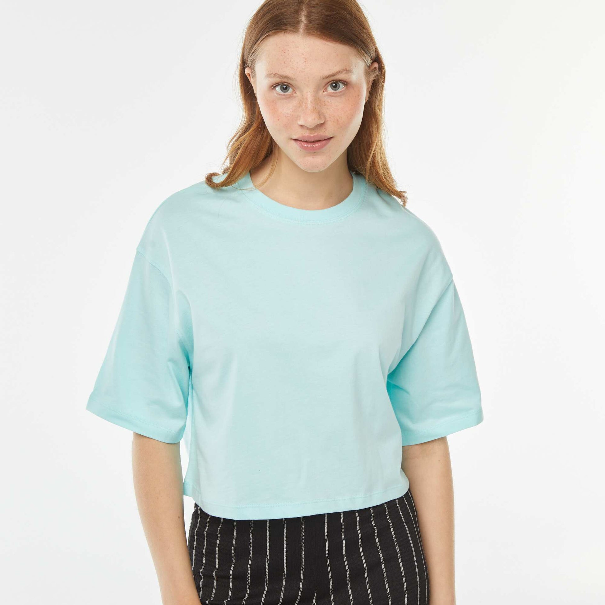 T-shirt uni coupe courte manches courtes BLEU