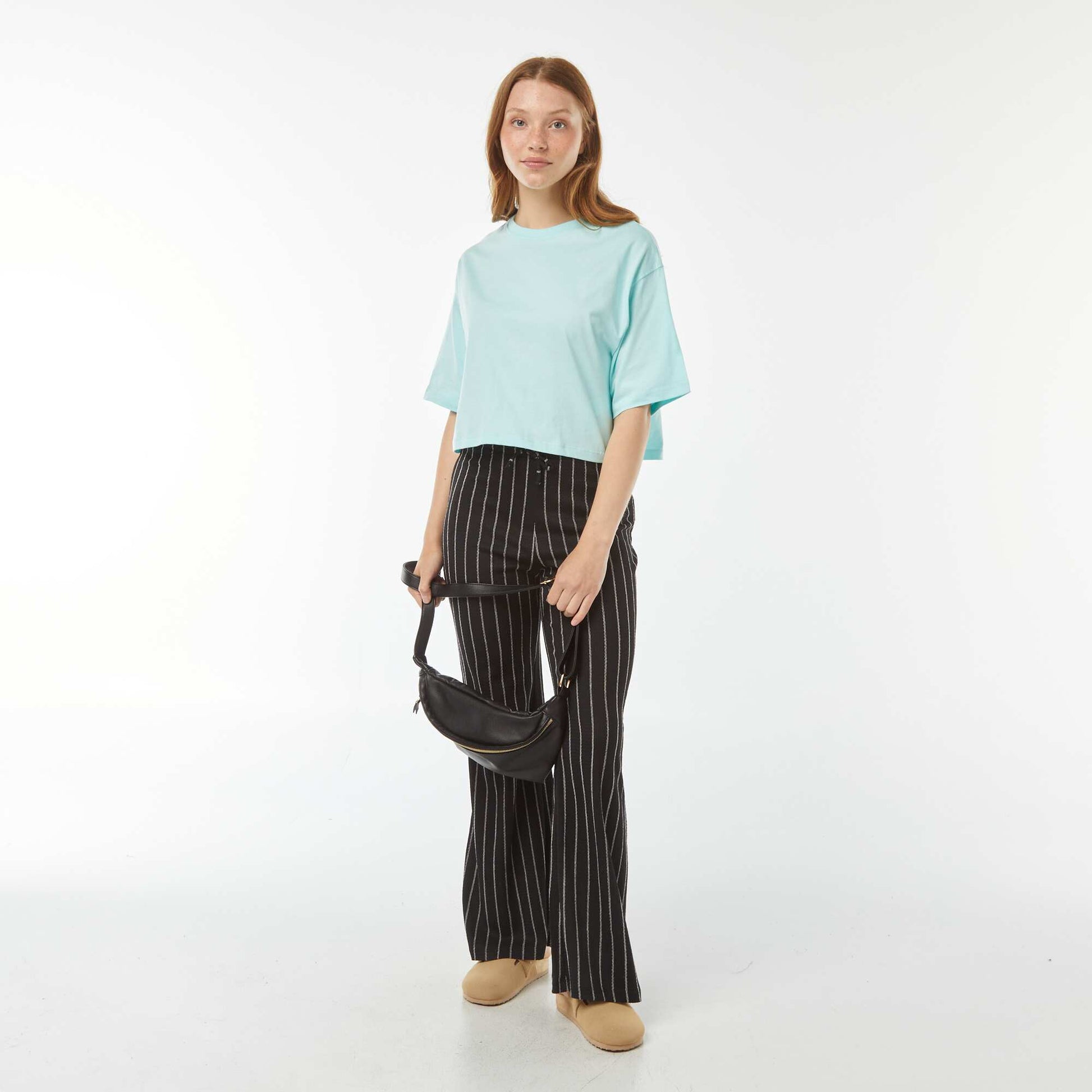 T-shirt uni coupe courte manches courtes BLEU