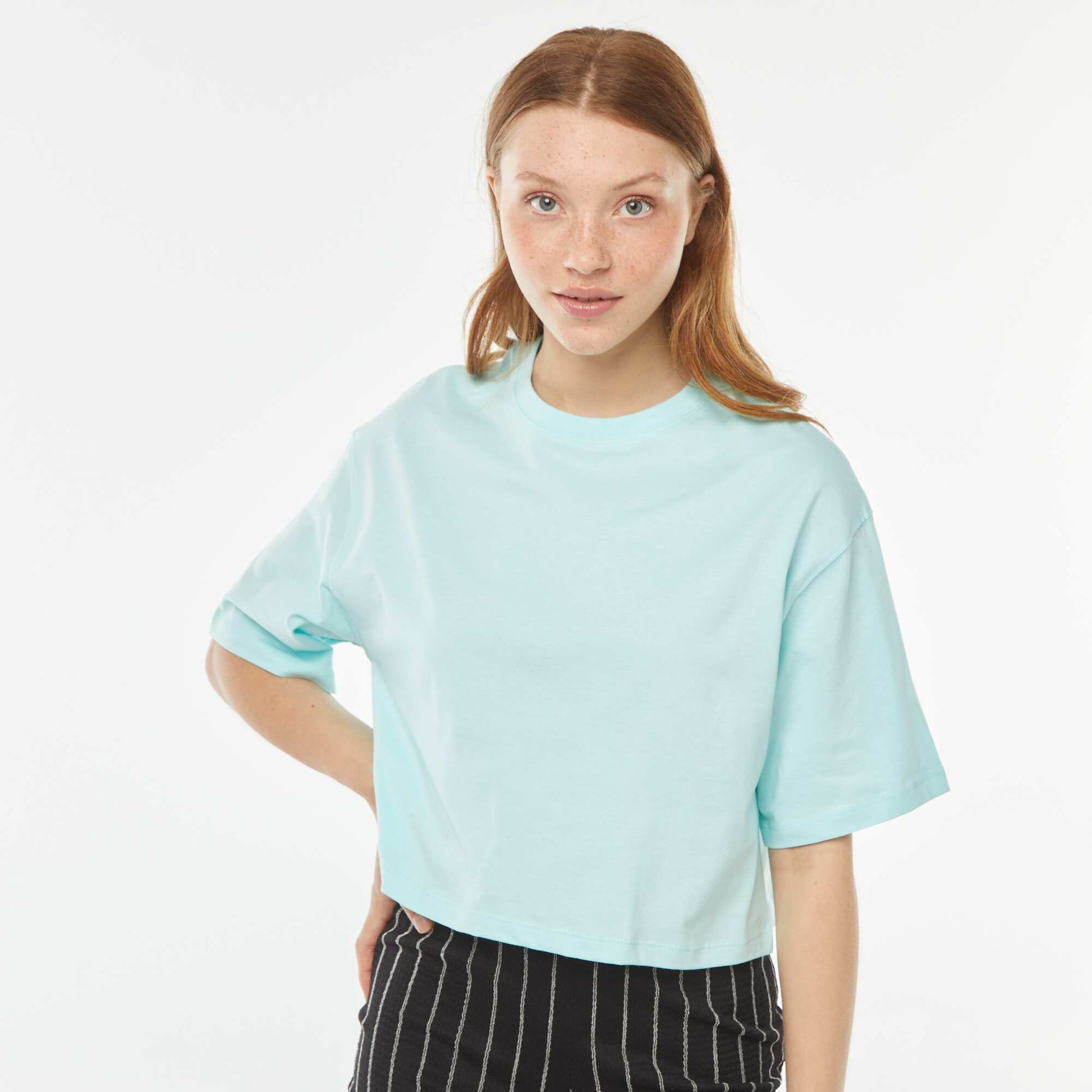 T-shirt uni coupe courte manches courtes BLEU