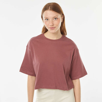 T-shirt uni coupe courte manches courtes PRUNE