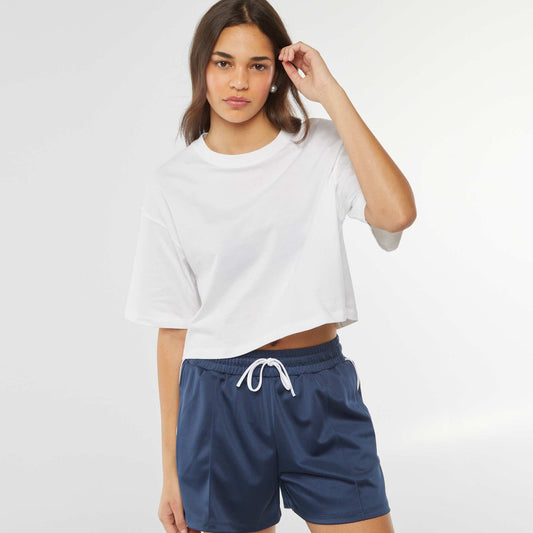 T-shirt uni coupe courte manches courtes BLANC