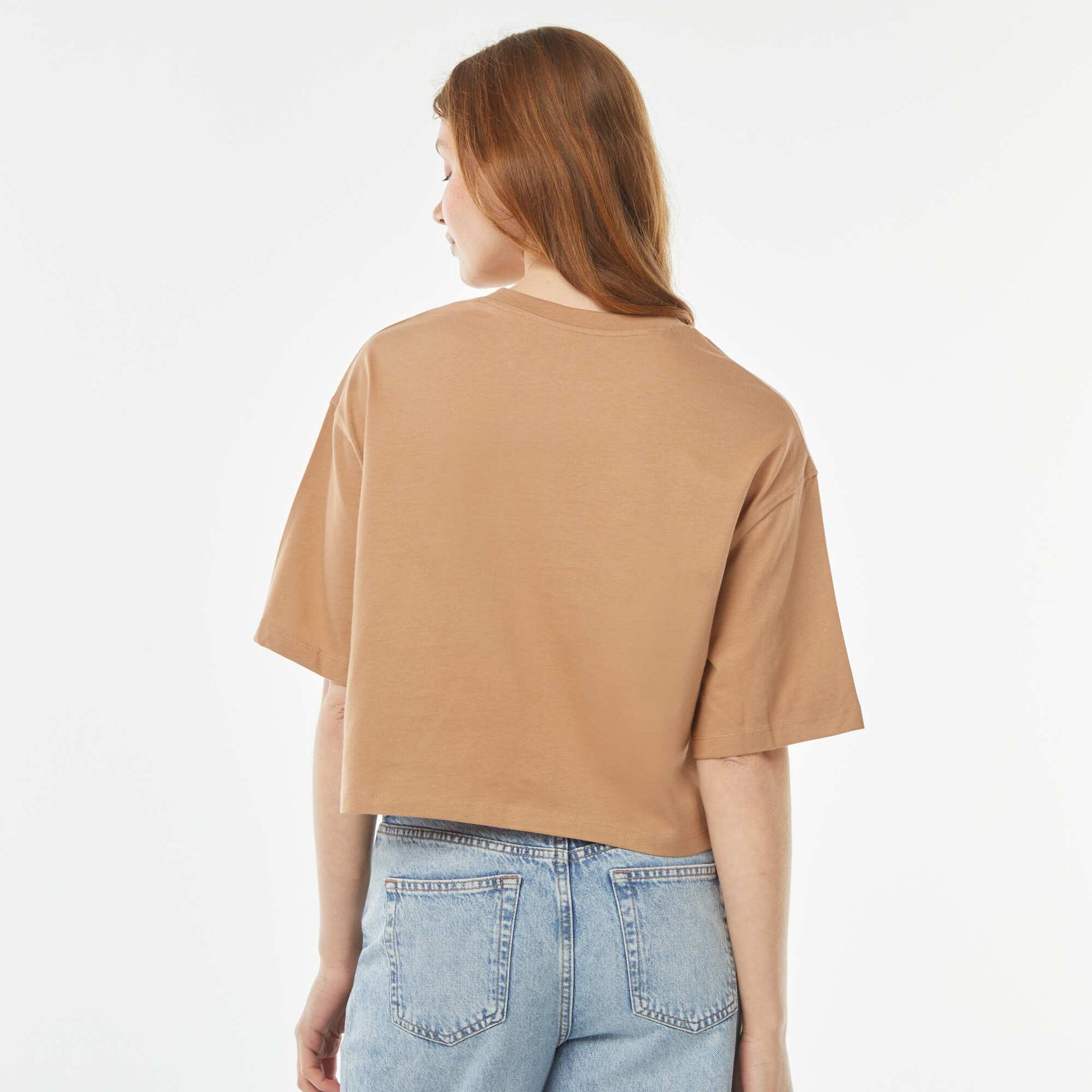 T-shirt uni coupe courte manches courtes BEIGE OLIVE