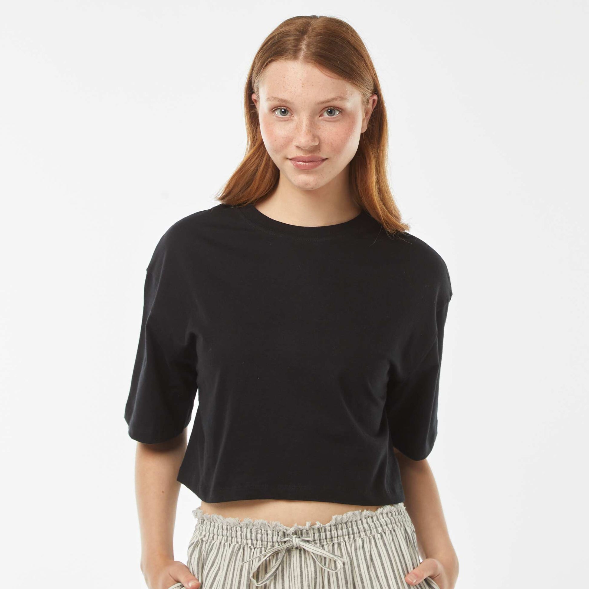 T-shirt uni coupe courte manches courtes NOIR