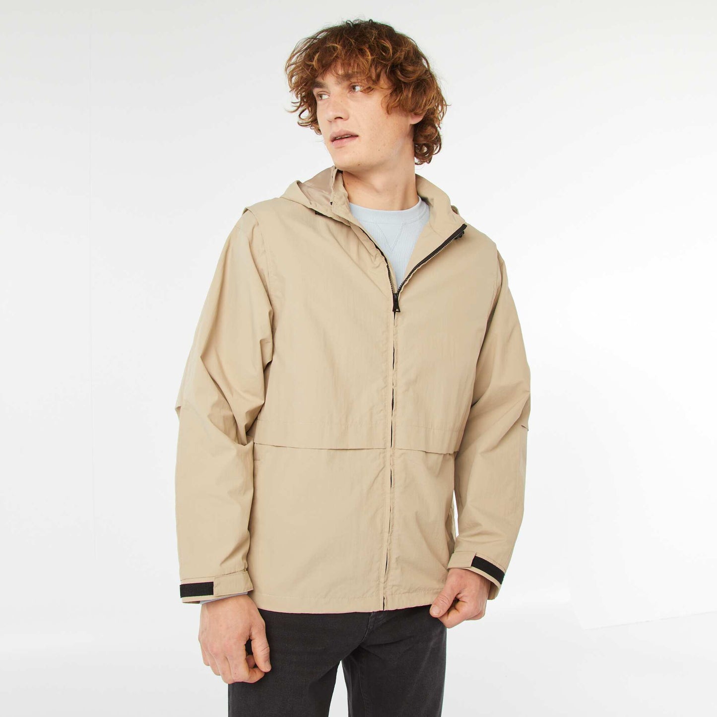 Coupe-vent déperlant avec manches amovibles BEIGE