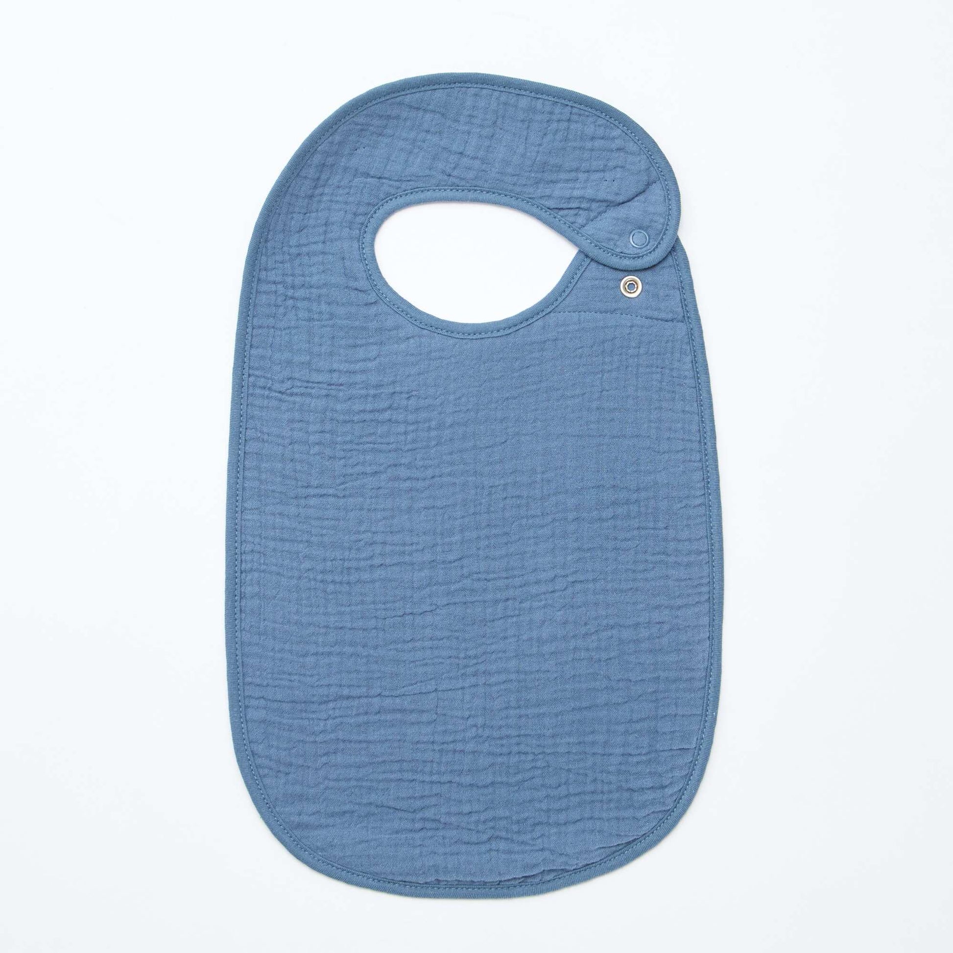 Lot de 3 bavoirs en gaze de coton doublure en éponge BLEU