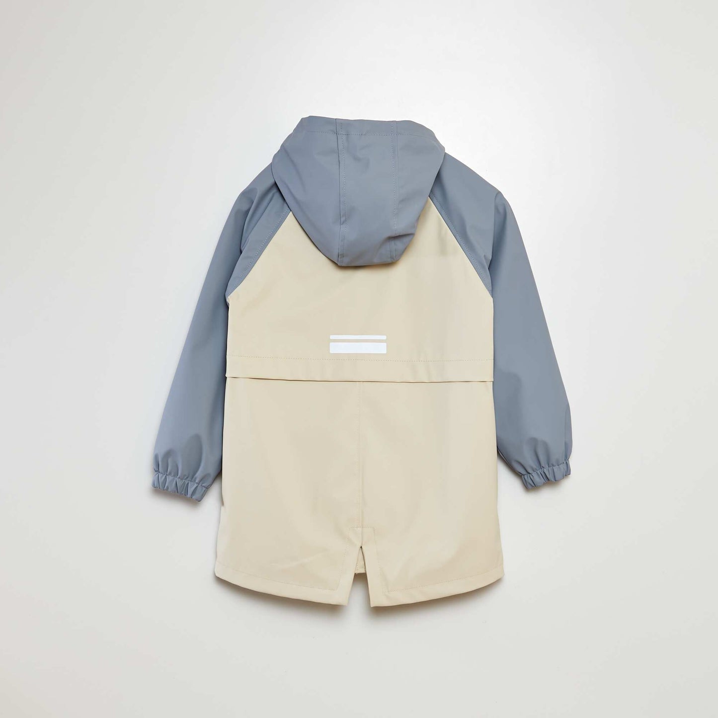 Parka en toile cirée avec capuche BLEU/BEIGE