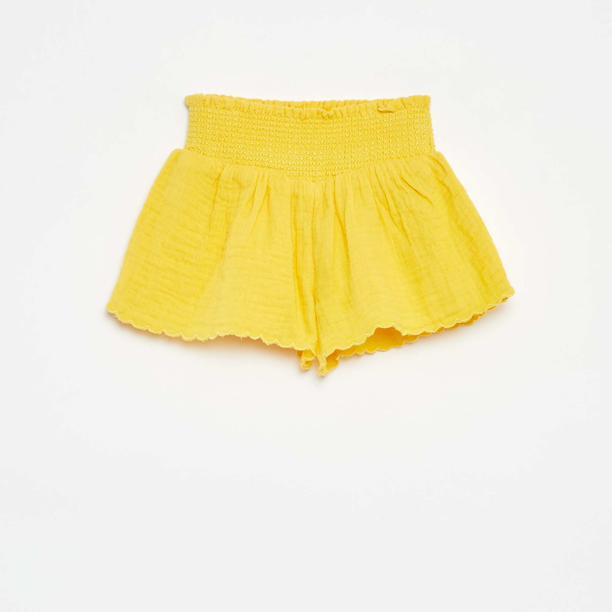 Short brodé en gaze de coton JAUNE