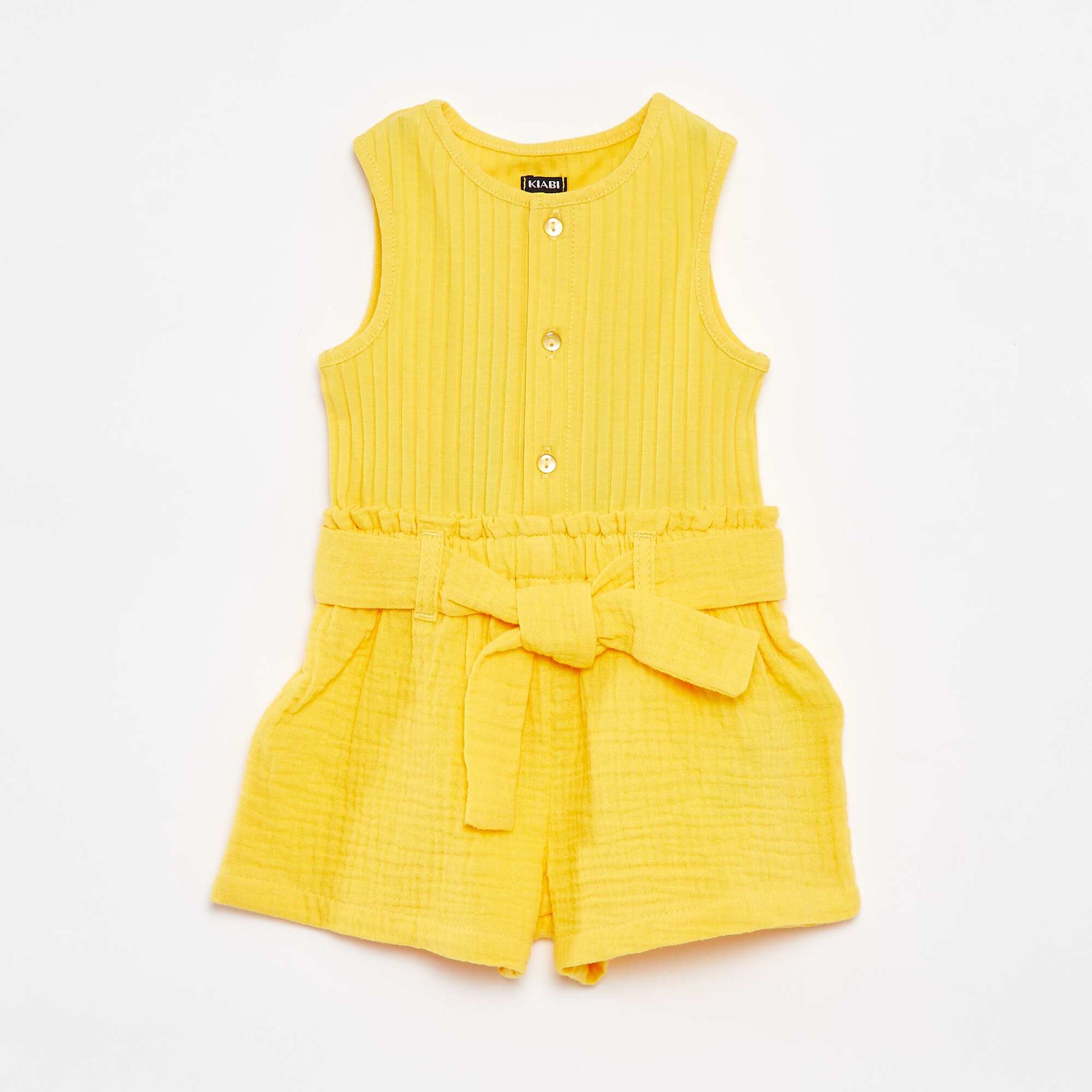 Combishort sans manches avec ceinture à nouer JAUNE