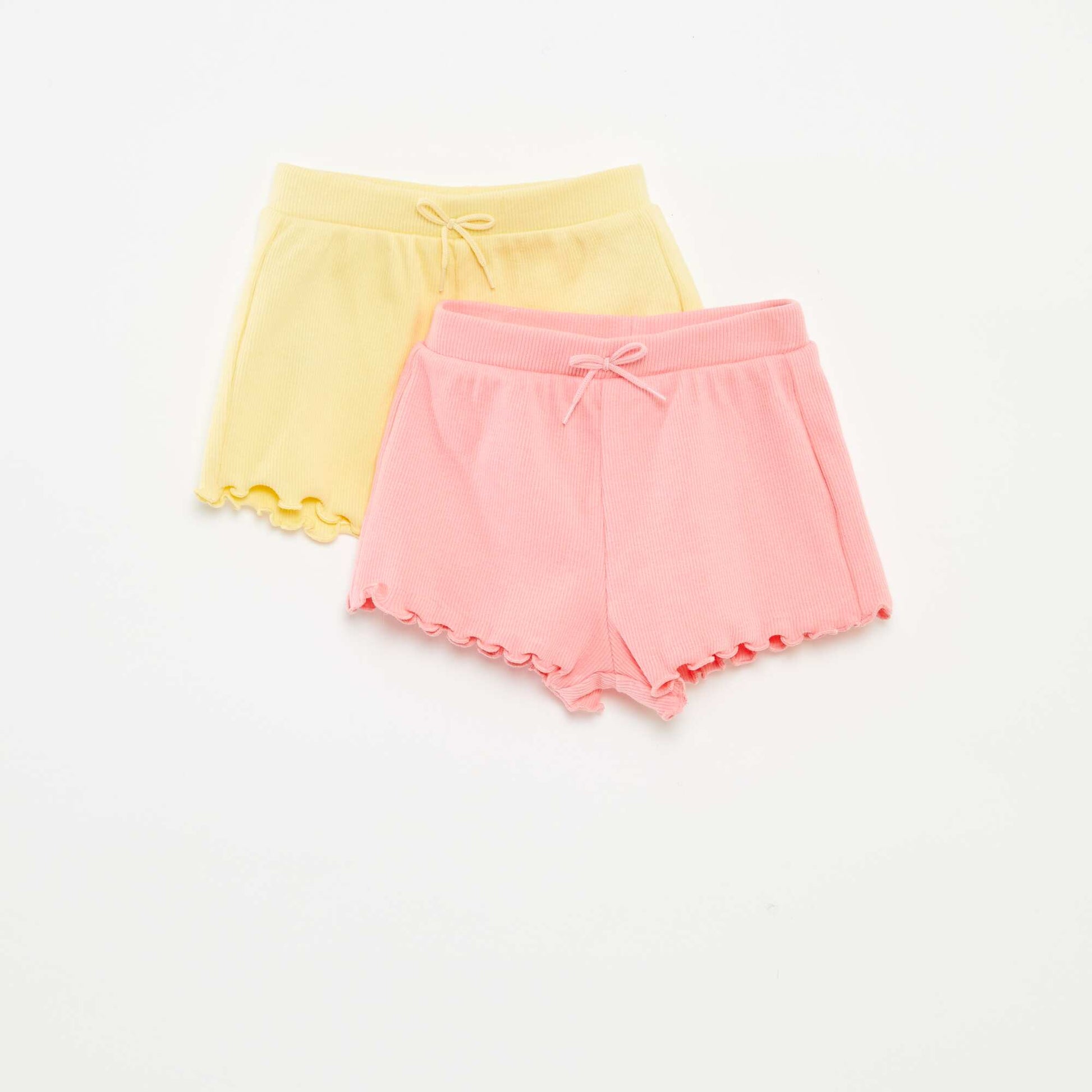 Lot de 2 shorts unis en maille côtelée JAUNE