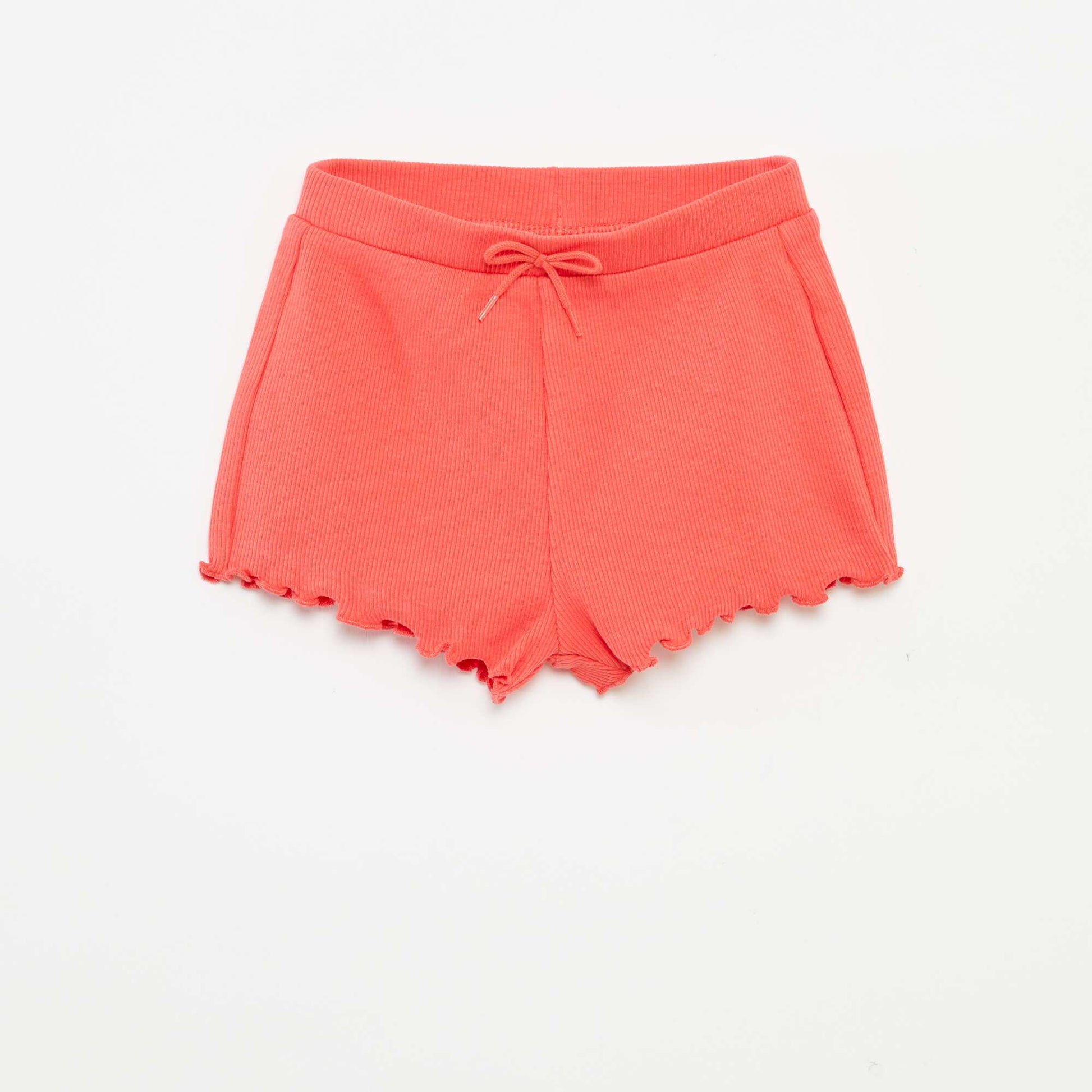 Lot de 2 shorts unis en maille côtelée ROUGE