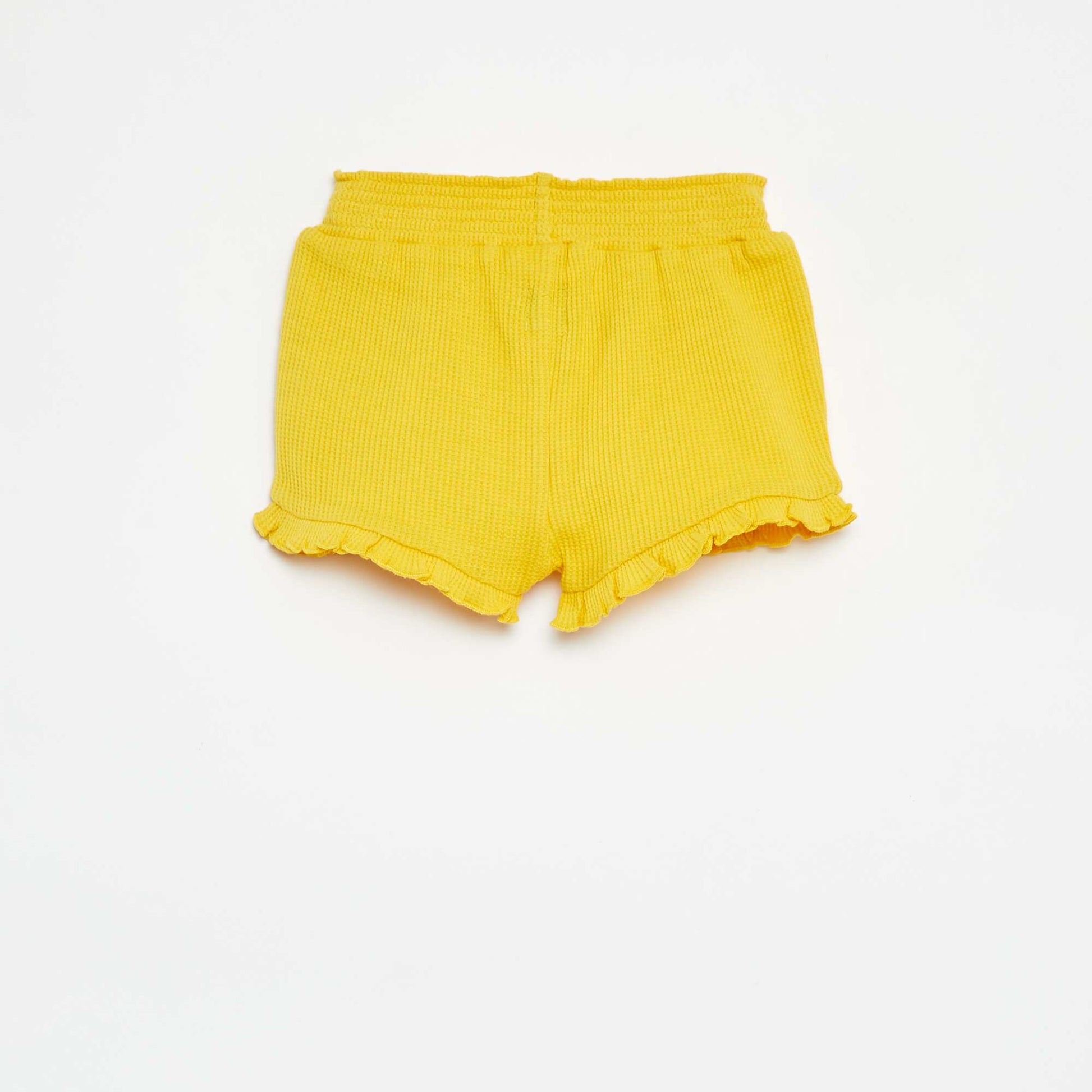 Short en maille gaufrée avec bords ondulés JAUNE