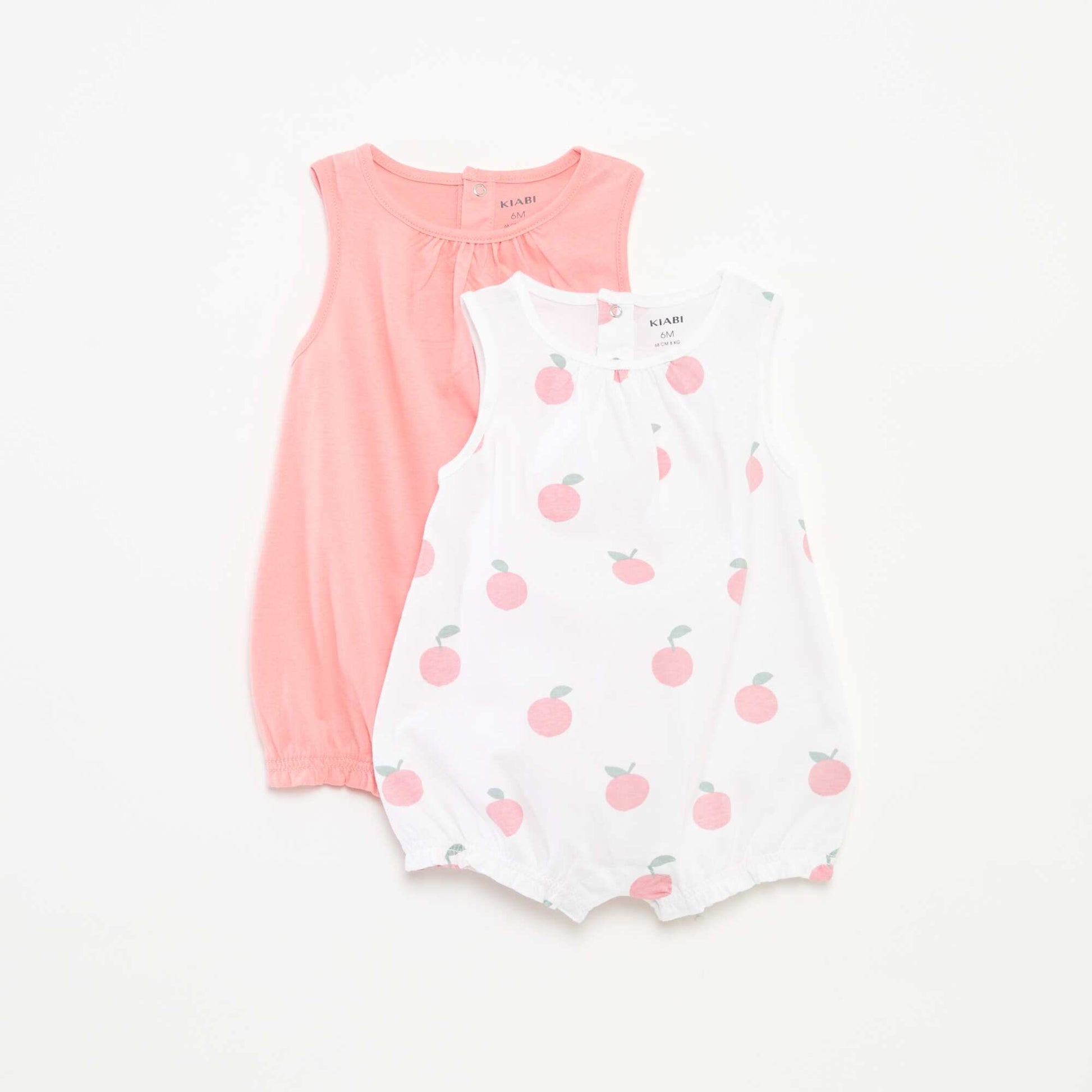 Lot de 2 barboteuses sans manches ROSE