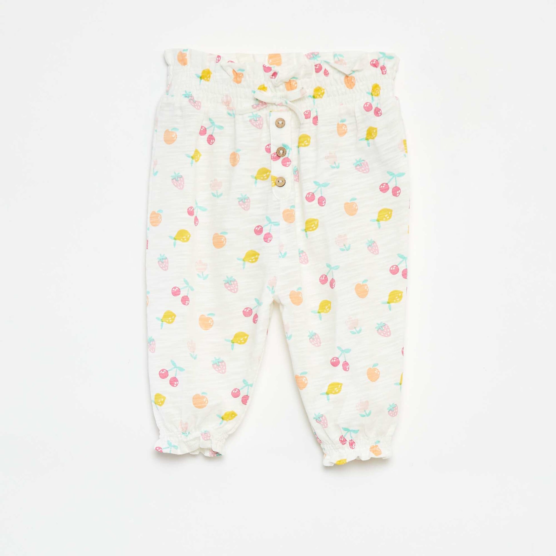 Pantalon sarouel chiné et imprimé BLANC