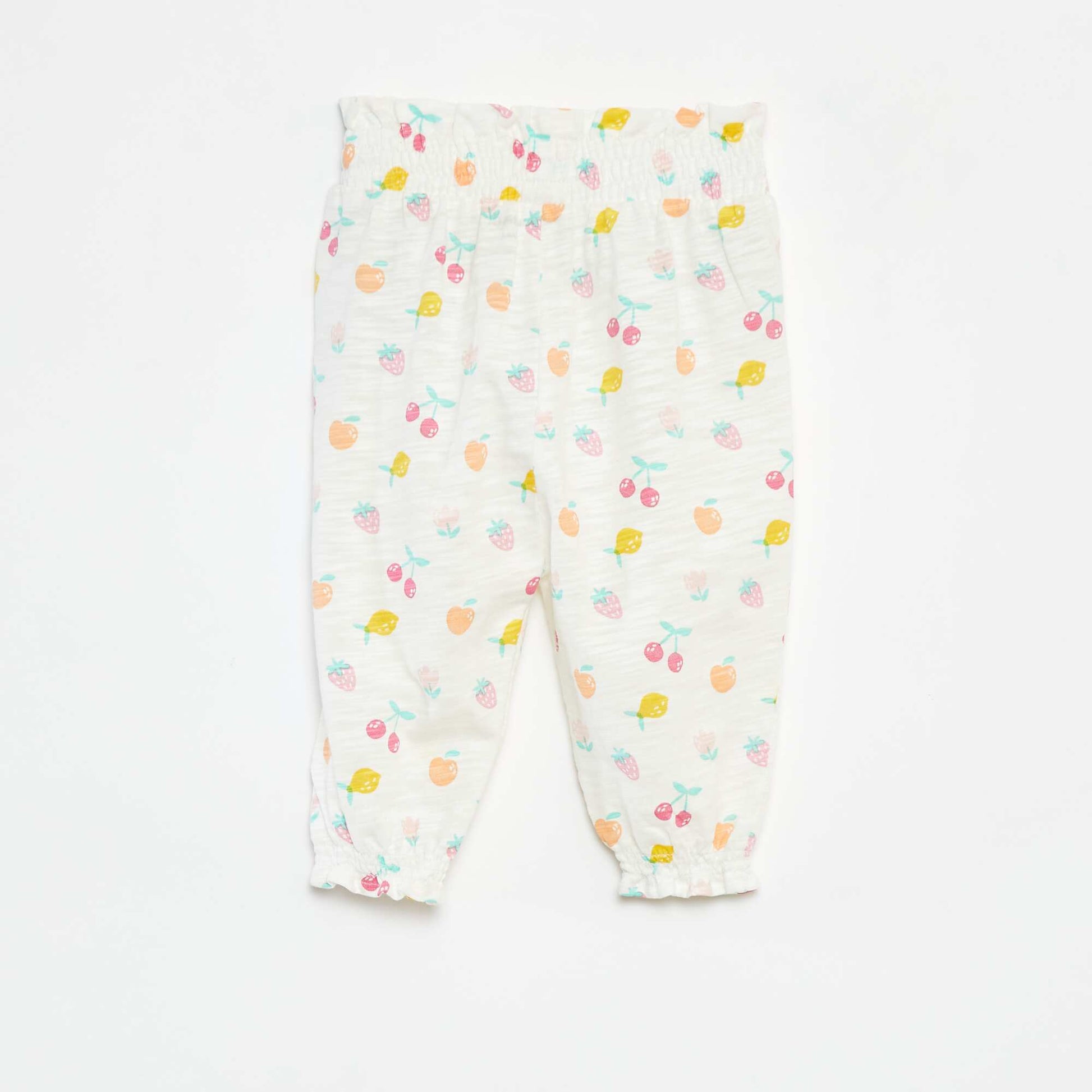 Pantalon sarouel chiné et imprimé BLANC