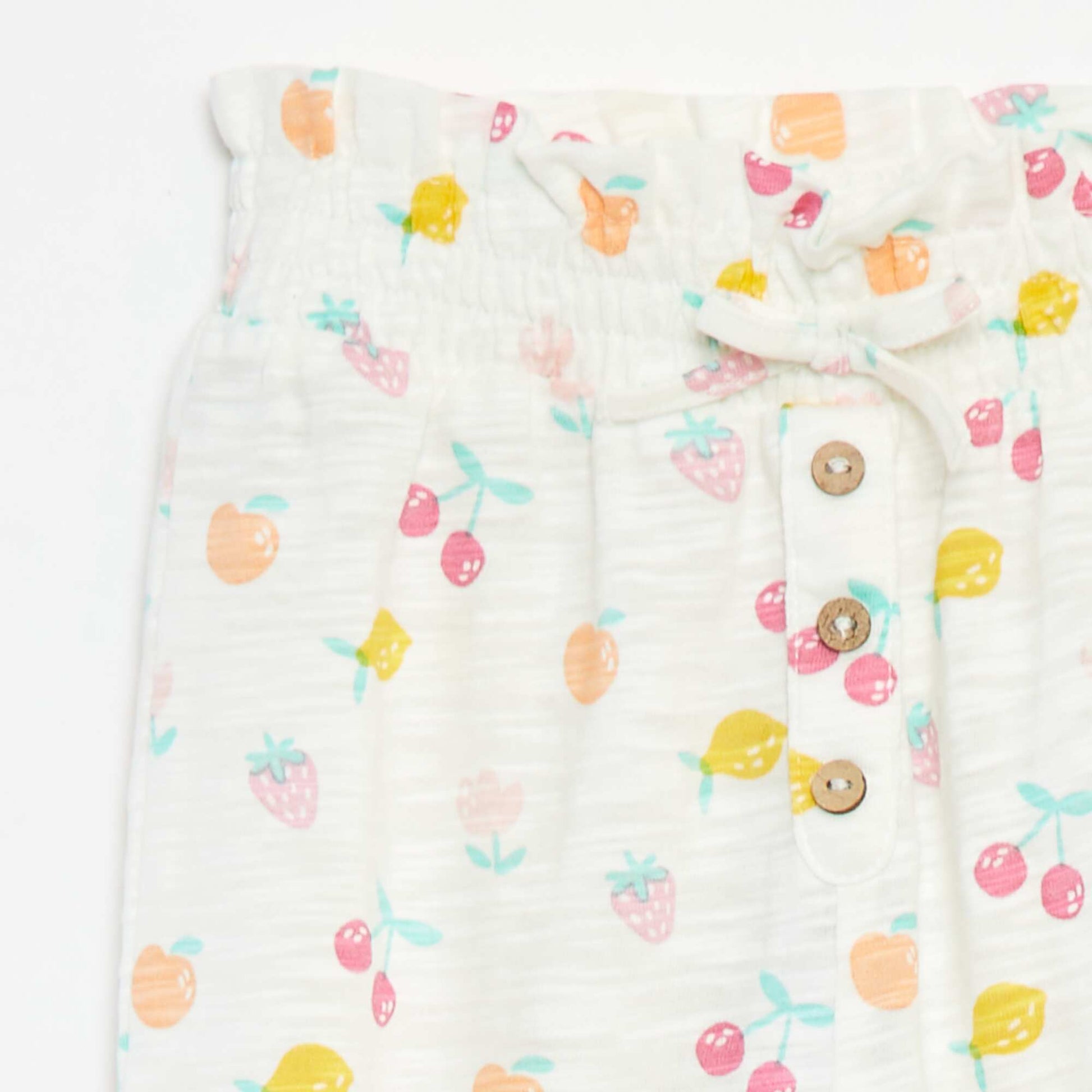 Pantalon sarouel chiné et imprimé BLANC