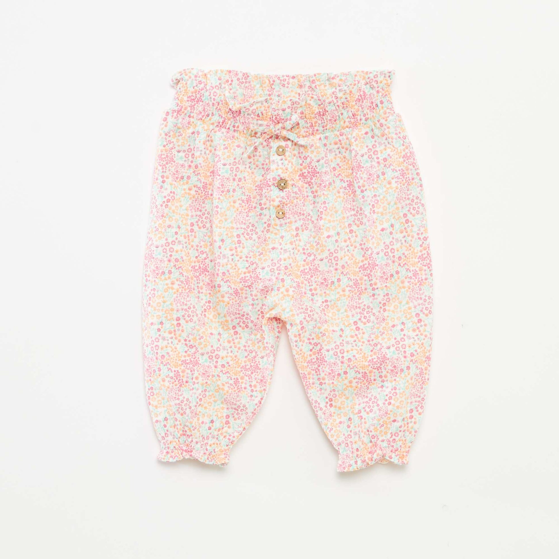 Pantalon sarouel chiné et imprimé BLANC