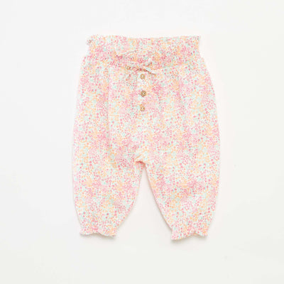 Pantalon sarouel chiné et imprimé BLANC