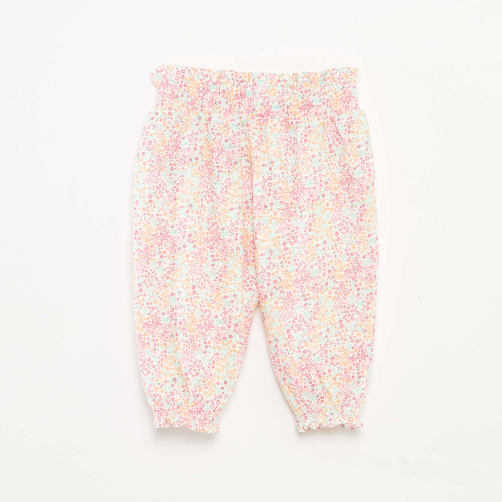Pantalon sarouel chiné et imprimé BLANC